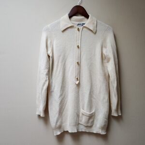 Vintage Cream Collared Knit Sweater